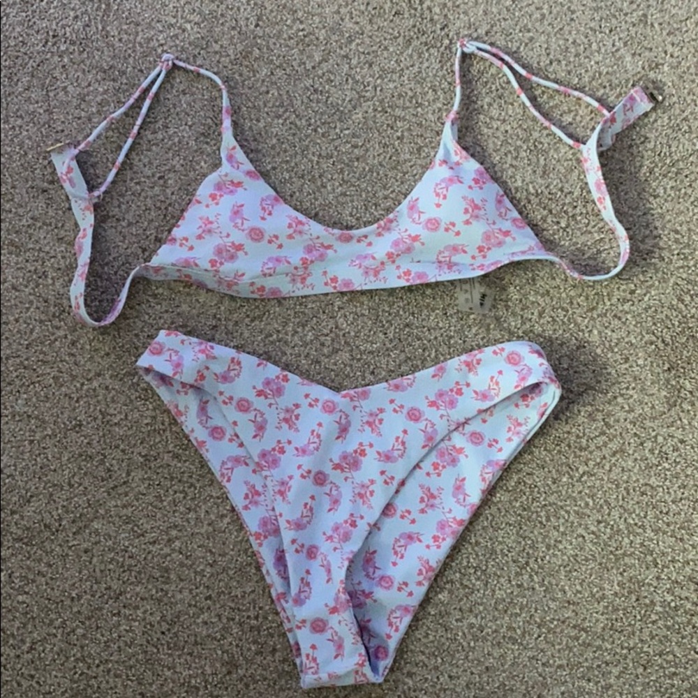 Floral Pink and Blue Bikini
